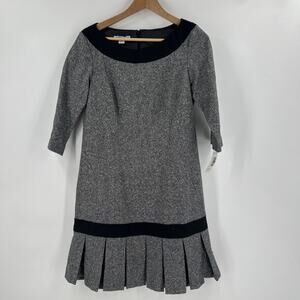 Vintage Pendleton Pleated Dress Size 10P Wool Silk Drop Waist Midi Career Office